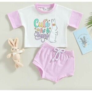 New Boutique Easter Cute as a Bunny Easter Bunny Girls Purple Set,  18-24M